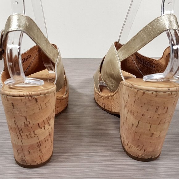 Børn 'Jenni' Demi-Wedge Sandal Cream Metallic Leather Women's Size 10 M - Picture 4 of 9